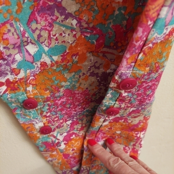 SIGRID OLSEN Linen Cargo Style Floral Wide Legged Pants - Picture 6 of 12